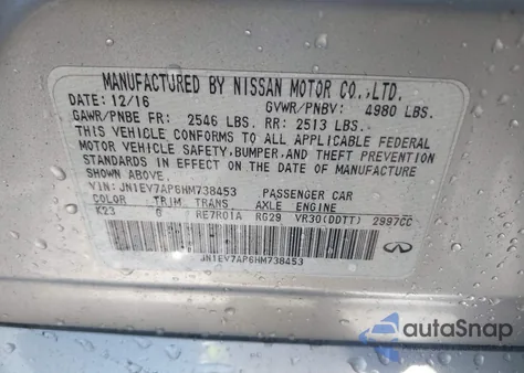 2017 Infiniti Q50 3.0T Premium z USA, uszkodzony, nr VIN JN1EV7AP6HM738453